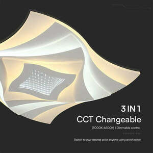 V-TAC 75W dekoratív szögletes hullám mennyezeti lámpa, fényerősza... kép