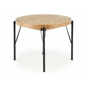 Asztal Houston 1375, Fekete, Tölgy, 76cm, Hosszabbíthatóság, Természetes fa furnér, Közepes sűrűségű farostlemez, Fém kép