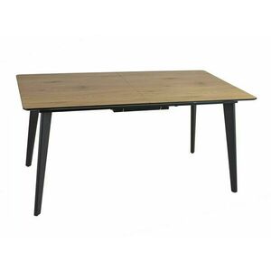 Asztal Detroit 282, Tölgy, Fekete, 75x90x160cm, Hosszabbíthatóság, Közepes sűrűségű farostlemez, Fém kép