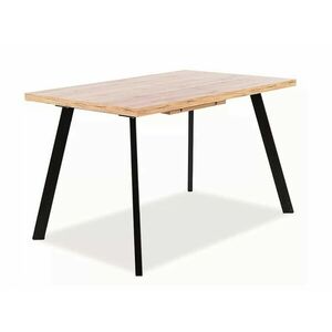 Asztal Detroit 298, Artisan tölgy, Fekete, 75x80x120cm, Hosszabbíthatóság, Természetes fa furnér, Közepes sűrűségű farostlemez, Fém kép