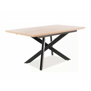 Asztal Detroit 300, Fekete, Tölgy, 76x90x160cm, Hosszabbíthatóság, Közepes sűrűségű farostlemez, Természetes fa furnér, Fém kép