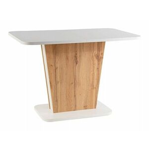 Asztal Detroit 322, Wotan tölgy, Fehér, 76x68x110cm, Hosszabbíthatóság, Laminált forgácslap kép