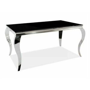 Asztal Detroit 323, Fekete, Ezüst, 75x90x150cm, Edzett üveg, Fém kép