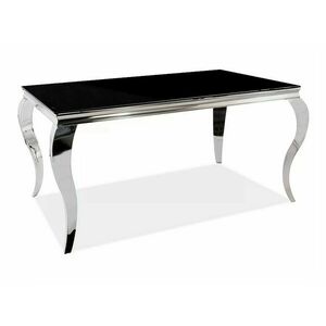 Asztal Detroit 325, Fekete, Ezüst, 75x90x180cm, Edzett üveg, Fém kép