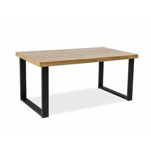 Asztal Detroit 338, Tölgy, Fekete, 75x90x150cm, Természetes fa furnér, Fém kép