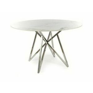 Asztal Detroit 341, Fehér márvány, Ezüst, 76cm, Kerámia, Fém kép