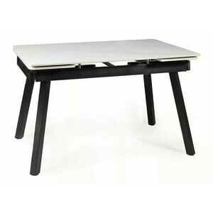 Asztal Detroit 344, Fehér márvány, Fekete, 76x85x120cm, Hosszabbíthatóság, Kerámia, Fém kép
