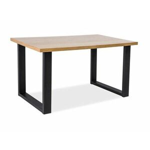 Asztal Detroit 346, Tölgy, Fekete, 75x90x180cm, Természetes fa furnér, Fém kép