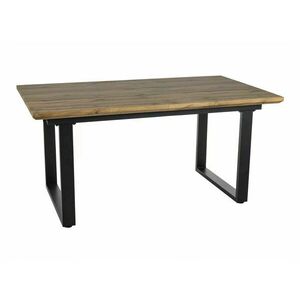 Asztal Detroit 363, Fekete, Artisan tölgy, 76x90x160cm, Hosszabbíthatóság, Természetes fa furnér, Közepes sűrűségű farostlemez, Fém kép