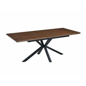 Asztal Detroit 374, Fekete, Dió, 76x90x160cm, Hosszabbíthatóság, Közepes sűrűségű farostlemez, Természetes fa furnér, Fém kép