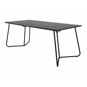 Asztal SH7046, Fekete, 75x90x190cm, Közepes sűrűségű farostlemez, Természetes fa furnér, Fém kép