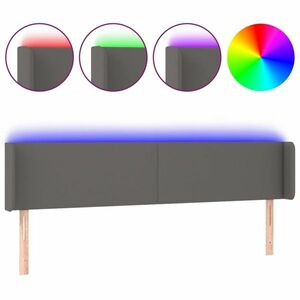 vidaXL szürke műbőr LED-es fejtámla 163x16x78/88 cm kép