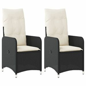 vidaXL 2 db fekete polyrattan dönthető kerti szék párnával kép