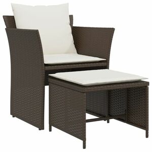 vidaXL barna polyrattan kerti szék lábtartóval kép