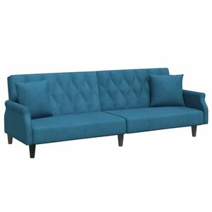 vidaXL kék bársony kanapéágy karfákkal kép