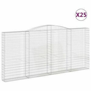 vidaXL 25 db íves horganyzott vas gabion kosár 400x30x180/200 cm kép