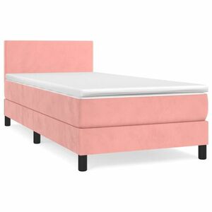 Rózsaszín bársony rugós ágy matraccal 80 x 200 cm kép