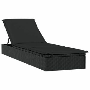 vidaXL 1 db fekete polyrattan napozóágy párnával 201 x 55 x 62 cm kép