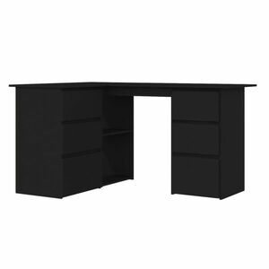 vidaXL fekete szerelt fa sarok íróasztal 145 x 100 x 76 cm kép