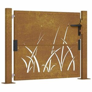 vidaXL fűmintás corten acél kerti kapu 105 x 105 cm kép