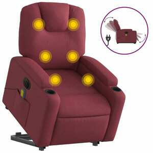 vidaXL elektromos felállást segítő bordó szövet dönthető fotel kép