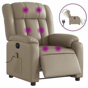 vidaXL kávészínű műbőr dönthető elektromos fotel kép