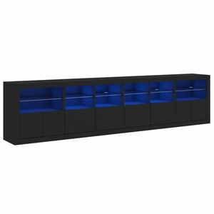 vidaXL fekete tálalószekrény LED-világítással 283x37x67 cm kép