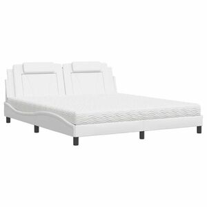 vidaXL fehér műbőr ágy matraccal 180 x 200 cm kép