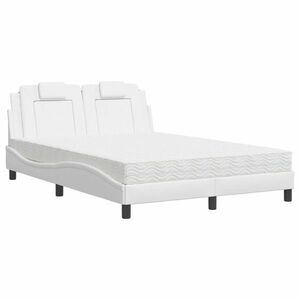 vidaXL fehér műbőr ágy matraccal 140 x 200 cm kép