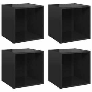 vidaXL 4 db magasfényű fekete szerelt fa TV-szekrény 37 x 35 x 37 cm kép