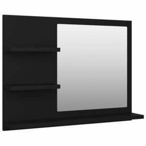vidaXL fekete szerelt fa fürdőszobai tükör 60 x 10, 5 x 45 cm kép