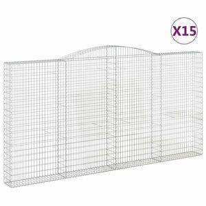 vidaXL 15 db íves horganyzott vas gabion kosár 400x30x200/220 cm kép