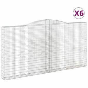 vidaXL 6 db íves horganyzott vas gabion kosár 400x30x200/220 cm kép