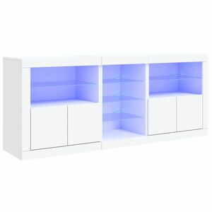 vidaXL fehér tálalószekrény LED-világítással 162 x 37 x 67 cm kép