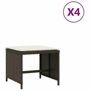 vidaXL 4 db barna polyrattan kerti szék párnával 40x40x35 cm kép