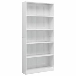 vidaXL 5-szintes magasfényű fehér szerelt fa könyvszekrény 80x24x175cm kép