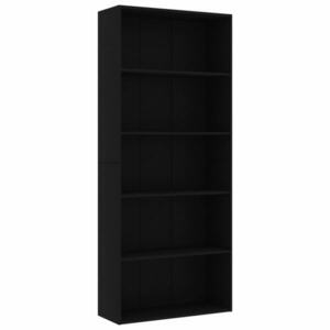 vidaXL 5 szintes fekete szerelt fa könyvszekrény 80 x 30 x 189 cm kép