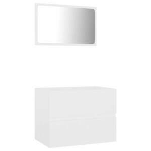 vidaXL 2 részes fehér szerelt fa fürdőszobai bútorszett kép