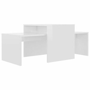 vidaXL magasfényű fehér szerelt fa dohányzóasztal szett 100x48x40 cm kép