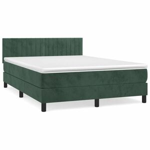Sötétzöld bársony rugós ágy matraccal 140x200 cm kép