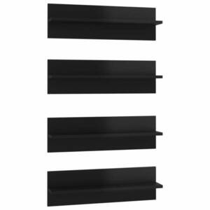vidaXL 4 db magasfényű fekete szerelt fa fali polc 60 x 11, 5 x 18 cm kép