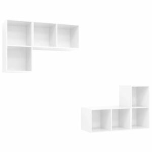 vidaXL 4 db magasfényű fehér szerelt fa fali TV-szekrény kép