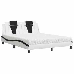 vidaXL fehér és fekete műbőr ágy matraccal 160 x 200 cm kép