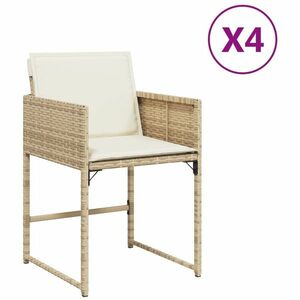 vidaXL 4 db bézs polyrattan kerti szék párnával kép
