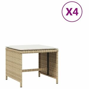 vidaXL 4 db bézs polyrattan kerti szék párnával 40x40x35 cm kép