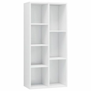 vidaXL magasfényű fehér szerelt fa könyvszekrény 50 x 25 x 106 cm kép