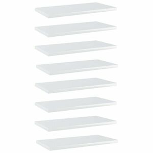 vidaXL 8 db magasfényű fehér szerelt fa könyvespolc 40 x 20 x 1, 5 cm kép