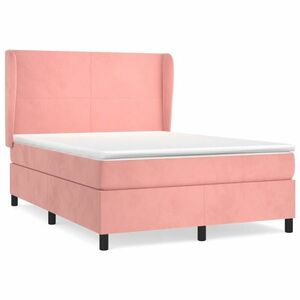 Rózsaszín bársony rugós ágy matraccal 140x190 cm kép