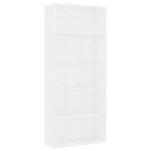 vidaXL 5 szintes fehér szerelt fa könyvszekrény 80 x 30 x 189 cm kép