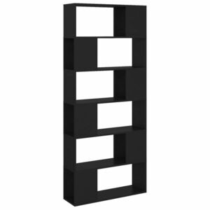 vidaXL fekete szerelt fa térelválasztó könyvszekrény 80 x 24 x 186 cm kép
